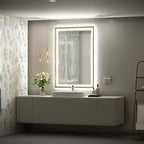 24X36 Inch Led Bathroom Mirror,Frontlit & Backlit Lighted Mirror,Gold Metal Frame Vanity Mirror for Wall,Double Lights Strips,Anti Fog Stepless 3 Colors Temperature & Dimmable