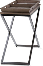 SIMPLIHOME Damien SOLID AGED ELM WOOD and Metal 50 inch Wide Modern Industrial Console Table in Distressed Natural Elm for the Living room Entryway and Bedroom