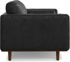 SIMPLIHOME Morrison 72-inch Wide Sofa in Lead Black Genuine Leather, Mid-Century Modern-Style Loveseat for Living Room, Single Bench Cushion, Removable Back Cushions, 2 Bolster Pillows