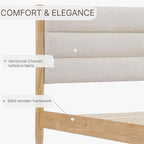 Wood Bed Frame with Headboard Upholstered Platform Mattress Foundation,Strong Wooden Slat Support,No Box Spring Needed