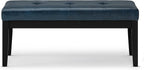 SIMPLIHOME Lacey 41 inch Wide Contemporary Rectangle Tufted Ottoman Bench in Distressed Dark Blue Vegan Faux Leather, Assembled, For the Living Room and Bedroom