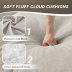 Oversized Cloud Modular Sectional Sofa, Comfy Down Filled Cloud Couch with Removable Cover, L Shaped 4 Seat Couch with Ottoman, Deep Seat Sectional Couches for Living Room, Light Gray