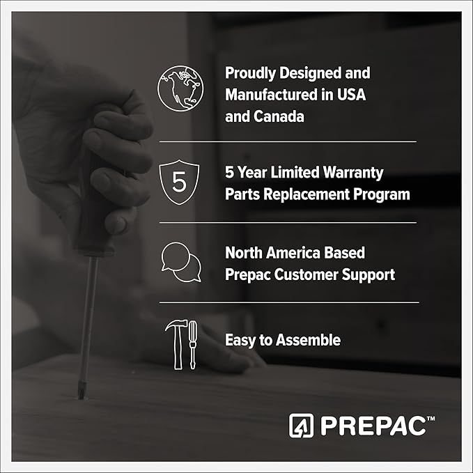 Prepac Rustic Ridge Farmhouse Nightstand Bedside Table, Black Nightstand for Bedroom, End Table with 2 Drawers and Open Shelf 16.25"D x 18.75"W x 24.5"H