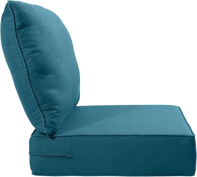 Luxury 24x24x6 Inch Outdoor Cushions for 5 Peice Patio Furniture Set - Set of 5 Water-Resistant Pillow for Dining Rocking Swivel Chairs Loveseat Couch Sectional Sofa - Peacock Blue