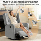 ABAKAN Swivel Rocker Recliner Chair, 360 Degree Nursery Rocking Recliner, Linen Glider Chair with Button Tufted Wingback Chair, for Living Room, Bedroom, Gray