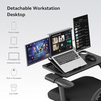 Newtral Ergonomic Office Chair with Fully Adaptive Lumbar Support, 136°Tilt Function, Computer Desk Chair with Soft 4D Armrest, Adjustable Headrest (Upgrade with Laptop Tray, Black)