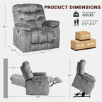 EONIX Large Lay Flat Power Lift Recliner Chair for Elderly with Heat and Massage, 400lbs Dual Motor Electirc Lift Chair with Extended Footrest, SLRY007062, Grey