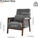 Accent Chair Mid-Century Modern with Lumbar Support Pillow, Upholstered Living Room Chairs with Wooden, Chenille Armchair with Cushion, Anthropologie Side Chair for Bedroom, Dark Grey