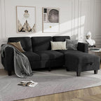 Sectional Sofa Couches for Living Room - 78''Convertible Modular Three-Seater L-Shaped Pet-Friendly Couch,Washable Sofa Cover-Bench Storage, Suitable for Small Living Room, Apartment,Office-Black