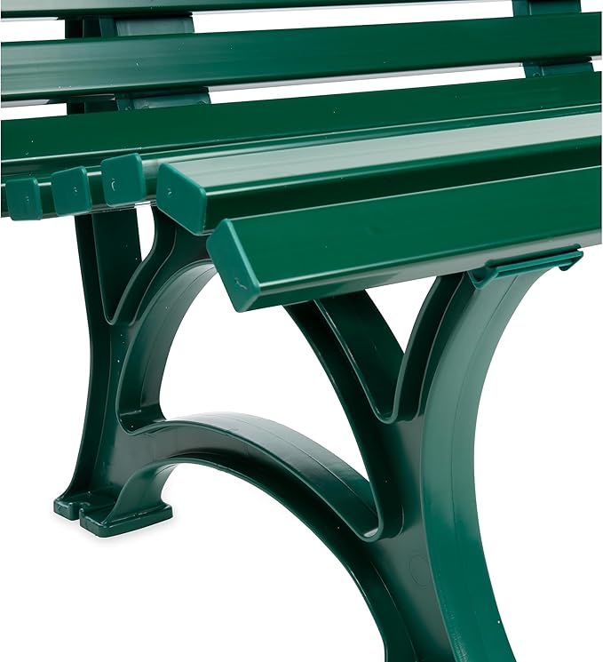 Plow & Hearth Weatherproof German PVC Outdoor Bench | 3-Seat | Holds Up to 500 lbs | Garden Patio Porch Park Deck | Steel and Resin (Green)