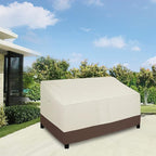 Easy-Going Waterproof Outdoor Couch Cover, Heavy Duty 3-Seater Patio Sofa Cover, Winchdproof Outdoor Furniture Cover with Air Vent (95Wx40Dx35H inch, Beige/Dark Brown)