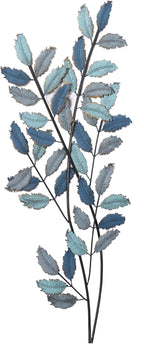 Deco 79 Metal Leaf Home Wall Decor Wall Sculpture with Gold Accents, Wall Art 15" x 1" x 32", Blue