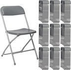 90 Pack Plastic Grey Folding Chairs,Portable Party Chairs Stackable Commercial Seats with Steel Frame for Office Home Outdoor Indoor Wedding Party Patio Dinning Events,350lbs Capacity