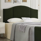 24KF Middle Century Upholstered Foldable Queen Headboard, Modern Boucle Teddy Fabric Headboard Queen/Full 6033-Q-Dark Green