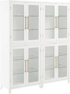 Crosley Furniture Roarke 2-Piece Glass Door Kitchen Pantry Storage Cabinet Set, Living Room, Entryway, White
