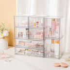 Vtopmart Stackable Storage Drawers Set of 5, Clear Plastic Organizer Bins for Baby Bottle, Beauty Supplies Storage, Ideal for Kichen Countertop, Vanity, Bathroom, Cabinet, Pantry Organization