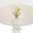 Possini Euro Design Marcy 28" Tall Modern Glam Table Lamp White Finish Alabaster Single Fabric White Shade Living Room Bedroom Bedside Nightstand House Office Home Reading Kitchen Entryway