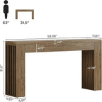 Tribesigns 59-Inch Long Wooden Console Sofa Table Behind The Couch with Vertical Slat Legs for Entrance, Hallway, Entryway, Living Room (Rustic Brown)