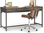 SIMPLIHOME Banting Desk - 60-Inch Wide Solid Hardwood and Metal Writing Desk in Walnut Brown, Modern Industrial Home Office Computer Table for Study with 2 Drawers and Flip-Down Keyboard Tray