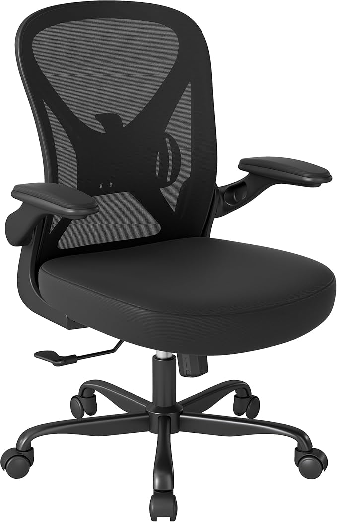 ZZH Ergonomic Office Chair Set of 4 with Adjustable Lumbar Support, Mesh Home Office Desk Chair with Wheels and Flip-up Arms, Black
