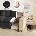 Cloud Couch, Modular Sectional Sofa with Ottoman, Charging Station, Throw Pillows, Cup Holders, Modern Convertible L Shaped Couches for Living Room, Bedroom (Classic Black, 80.7"- L Shape)
