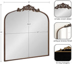 Kate and Laurel Arendahl Ornate Traditional Square Arched Mirror; 28 x 30; Bronze; Decorative Baroque Style Vintage Arch Mirror with Wide Frame and Ornamental Crown
