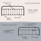 Vintage Metal Headboards, Adjustable Height Iron Frame, Farmhouse Rustic Style, Elegant and Durable Design, Easy Assembly, Universal Fit for Kids & Adults, King Size, Black Finish