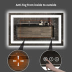 44 x 30 Inch LED Bathroom Mirror, Front Light and Backlit Lighted Vanity Mirror, Anti-Fog, Dimmable Memory, Shatterproof, Wall-Mounted