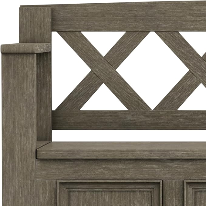 SIMPLIHOME Amherst Entryway Storage Bench - 48 inch Wide Solid Wood Hallway Seat in Farmhouse Grey, Transitional Bench for Entryway or Living Room with Lift-Up Lid and Spacious Storage