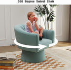 Swivel Accent Chair Set of 2, Upholstered Velvet 360° Swivel Barrel Chair for Living Room Overstuffed Bouncle Reading Chair Round Armchair for Bedroom,Vanity,Office (Blue)