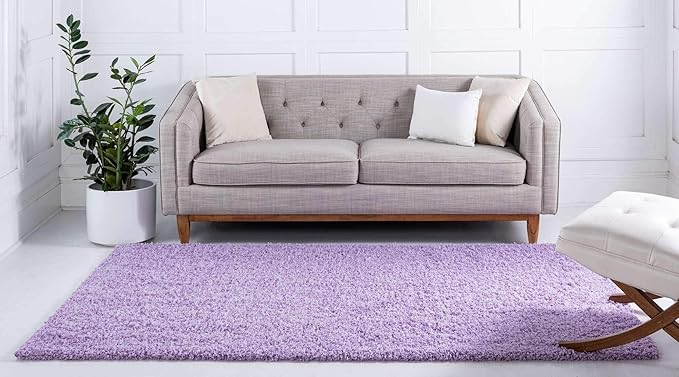 Unique Loom Solid Shag Collection Area Rug (6' 1" x 9' Rectangle, Lilac)