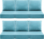Luxury 6" Outdoor Cushions for Patio Furniture, 24x24x6" Thick Seat Cushion Set of 6, Fade Resistant Couch Chair Replacement Cushions High Density Deep Wicker Chair Cushion w/ Removable Cover, Teal