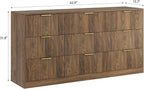 9 Drawer Dresser for Bedroom with Deep Drawers, 63" Wide Wood Dresser, Large Floor Chest of Drawers, Modern Long TV Stand, Mid Century Storage Cabinet Side Table, Natural