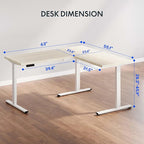 FLEXISPOT L Shaped Standing Desk, 63 x 55 Inch Electric Height Adjustable Corner Desk, Sit Stand Computer Workstation, Preset Controller, Home Office, White Frame with Maple Top, White Drawer
