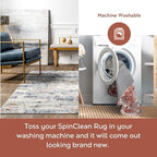 nuLOOM Aaliyah Abstract 2'6" x 12' Machine Washable Runner Rug for Living Room Bedroom Dining Room Entryway Hallway Kitchen, Blue Multicolor/Ivory