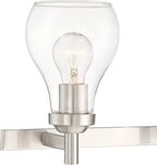 Possini Euro Design Danvers Modern Wall Mount Light Brushed Nickel Silver Hardwired 21" Wide 3-Light Fixture Clear Glass Globe Shade for Bathroom Vanity Mirror House Home Room Decor