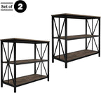 Lavish Home 3-Tier Industrial Bookshelf - Freestanding Open Bookcase for Home or Office Organization and Storage - Book Organizer (Brown Woodgrain)