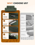 71.25" Modern Sofa Couch for Living Room, Deep Seat Sofas with 8”Cushion, Comfy 2-Seater Chenille Loveseat with Convertible Armrest, Removable Sofa Cover, High Leg(Green)