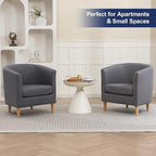 Accent Barrel Chair Set of 2, Modern Comfy Living Room Chairs with Armrest Small Reading Chair with Cozy Soft Padded for Bedroom Reception Room Cafe, Grey