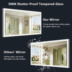 66x36 Inch LED Bathroom Mirror with Lights (Front Lit and Backlit) Black Framed Lighted Vanity Mirror for Bathroom Wall Dimmable Anti-Fog Memory Tempered Glass Horizontal/Vertical