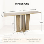 HEAH-YO 51" Console Table, Rustic Wood Entryway Table, T-Shape Narrow Sofa Tables Behind Couch for Hallway, Entrance, Foyer, Living Room, Rustic Natural