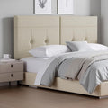 King Headboard Only with Adjustable Metal Legs, Faux Leather Upholstered Headboard King Size, Modern Stylish Headboard with Sunken Dot Design, Sturdy Bed Headboard for Bedroom, Linen