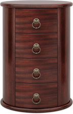Tribesigns Solid Wood End Table, Round Side Table with 4 Drawers, Vintage Bedside Table Nightstand for Small Spaces, Living Room, Bedroom, No Assembly Required (1, Cherry Brown)