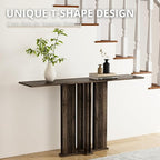 HEAH-YO 51" Console Table, Rustic Wood Entryway Table, T-Shape Narrow Sofa Tables Behind Couch for Hallway, Entrance, Foyer, Living Room, Rustic Walnut