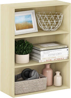 Furinno PASIR Book Shelf, 3-Tier Bookshelf, Storage Shelves Bookcase, 9.7 x 23.7 x 31.5, for Living Room, Bedroom, Home Office, Maple