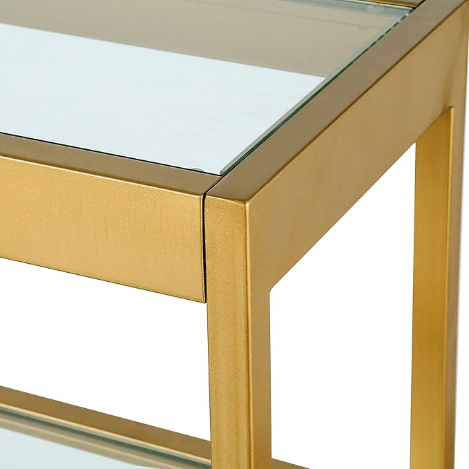 Henn&Hart 36" Wide Rectangular Console Table in Brass, Entryway Table, Accent Table for Living Room, Hallway