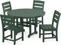 POLYWOOD Lakeside 5-Piece Outdoor Dining Set, HDPE Patio Furniture Table and Chairs for 4, All-Weather Recycled Plastic, Fade-Proof Bistro Set for Deck, Garden, Backyard, Green
