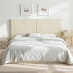 Modern Queen Headboard, Upholstered Faux Leather Bed Headboard with Solid Wood & Sturdy Metal Legs, Tufted Adjustable Height Headboards in Button Design, Beige