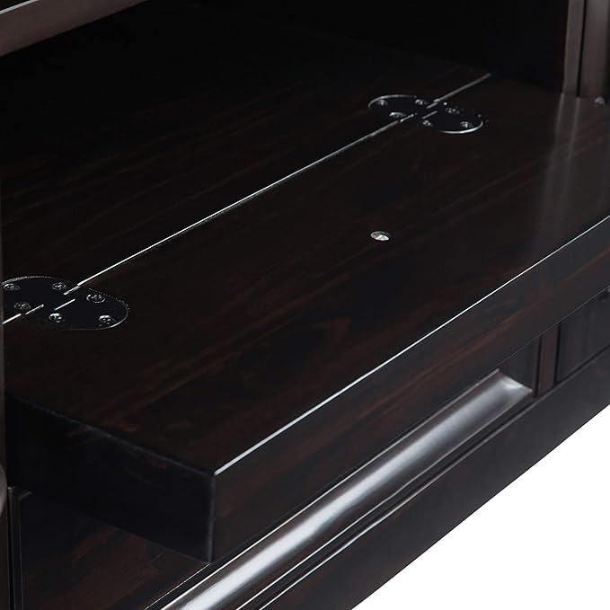 SIMPLIHOME Amherst 72-inch Wide Solid Wood TV Stand in Hickory Brown, Transitional-Style Media Console for Living Room with Cable Management and Adjustable Shelves, Fits 80" TVs