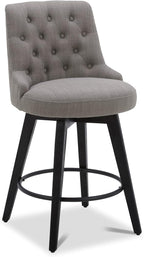 Watson & Whitely Counter Height Bar Stools Set of 3, Performance Fabric Upholstered Modern Swivel Barstool with Back, Solid Wood Legs, 26" H Seat, Flint Grey